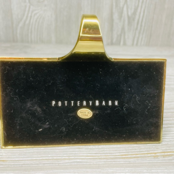 Pottery barn gold tone heavy shelf stocking hook Christmas decorations “ E “ - Picture 4 of 7